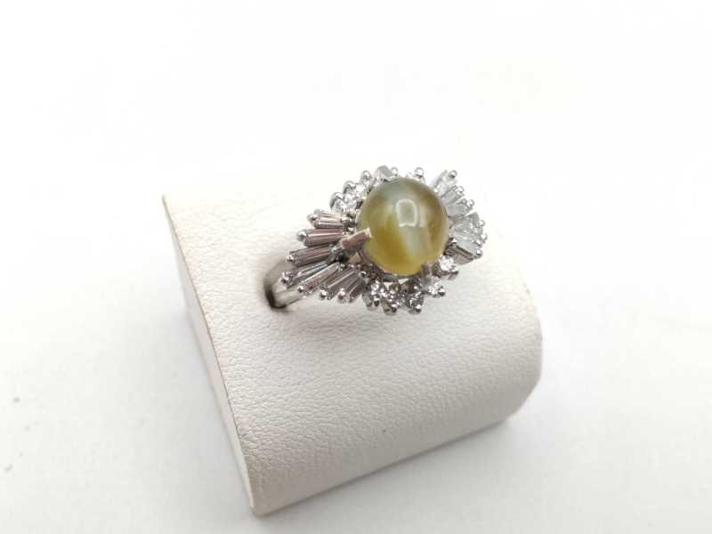 宝石買取　リング Pt900 キャッツアイ2.70 ダイヤ0.90ct
